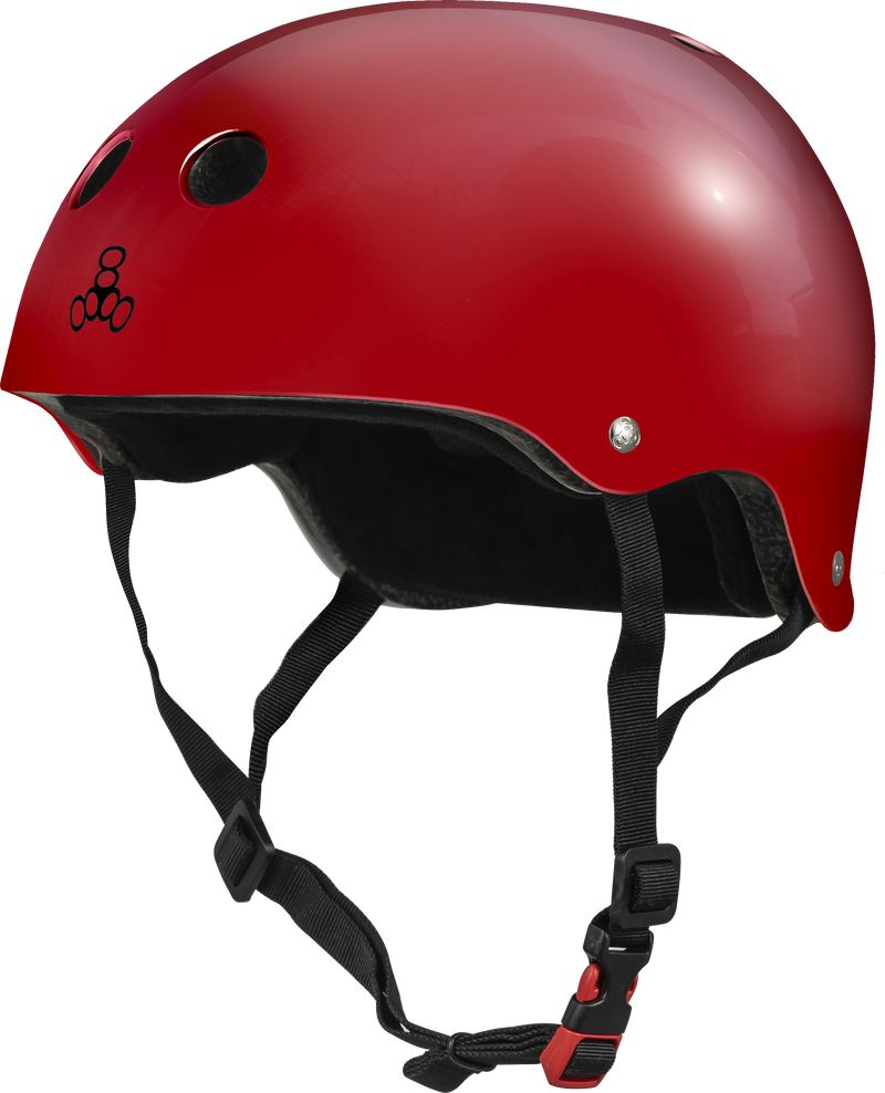 Tripleight=888 トリプレイト SHUNRAI BLACK Sweatsaver Helmet - Black Matte w/ Red – Triple 8